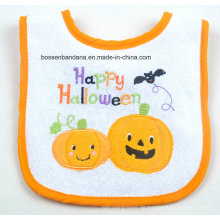 Customized Logo gestickt Halloween Baumwolle Terry weiße Babylätzchen